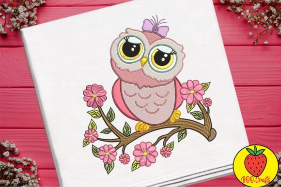 Bewildered Owl on a Flower Branch