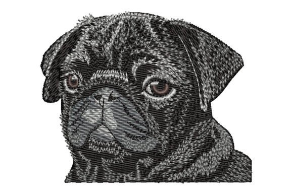 Black Pug Embroidery Design