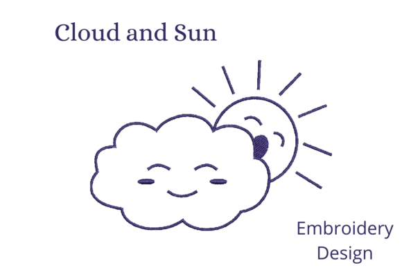 Cute Cloud and Sun Cartoon Line Art