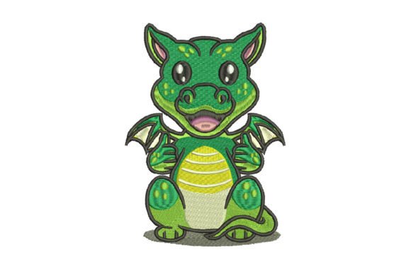 Cute Young Dragon: A Charming Embroidery Design for Personalized Gifts