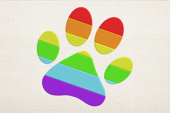 Dog Paw Footprint Rainbow Pride