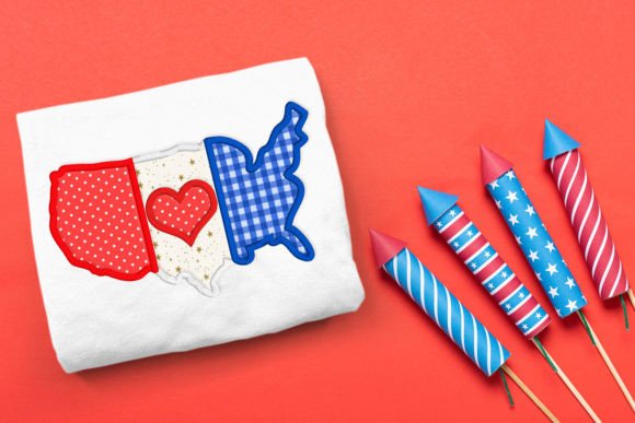 Love America 3 Panel Applique