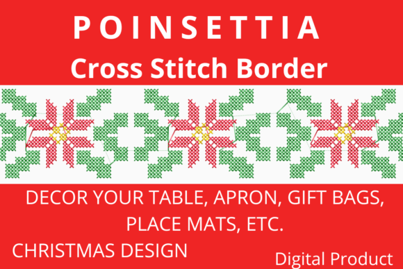 Poinsettia Christmas XStitch Border