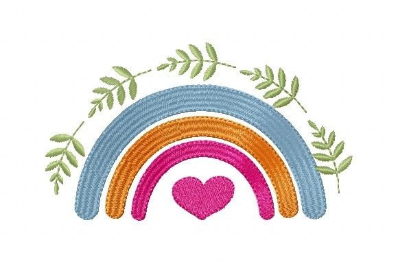 Rainbow with Heart and Flower